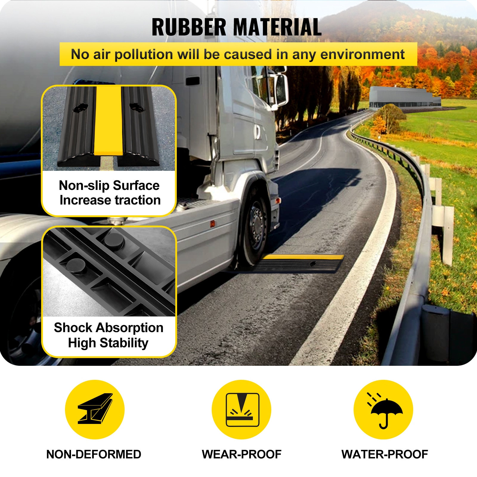 Heavy Duty 4 Pack Rubber Cable Protector Ramps For Driveways_voghion.com